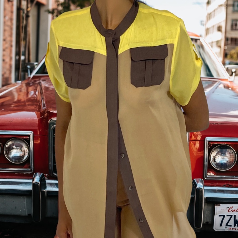 Uffizi Silk Color Block Blouse